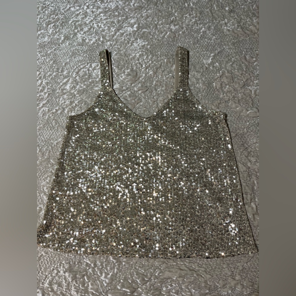 Altar'd State Silver Sequin Tank Top. XS
